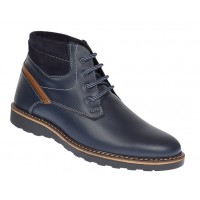 Ghete barbati casual din piele naturala imblanite model iarna Bleu GSCORSABLU